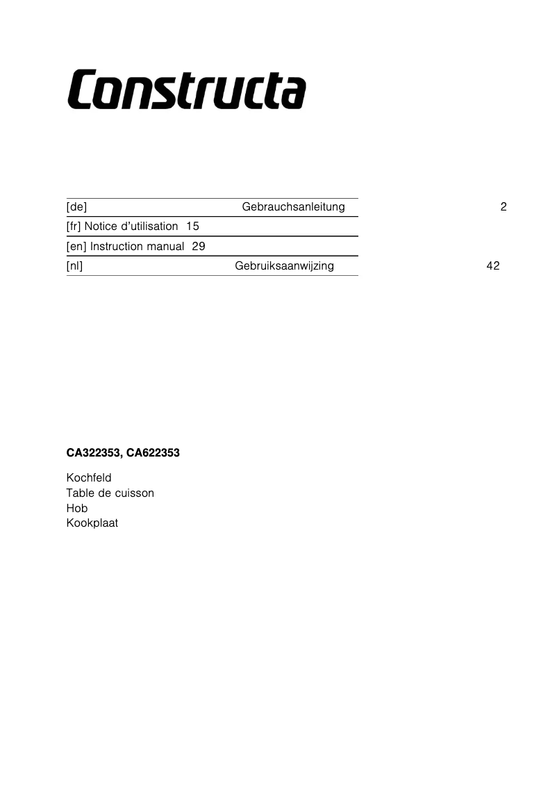 Página 1 del manual Manual de usuario Constructa CA322353