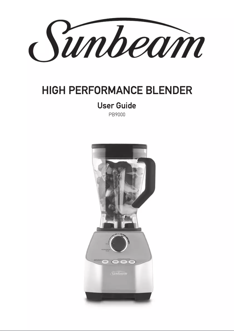 Página 1 del manual Manual de usuario Sunbeam High Performance Blender PB9000