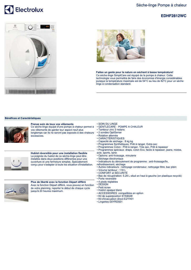 Imagen de la primera página del manual del dispositivo EDHF2812WC