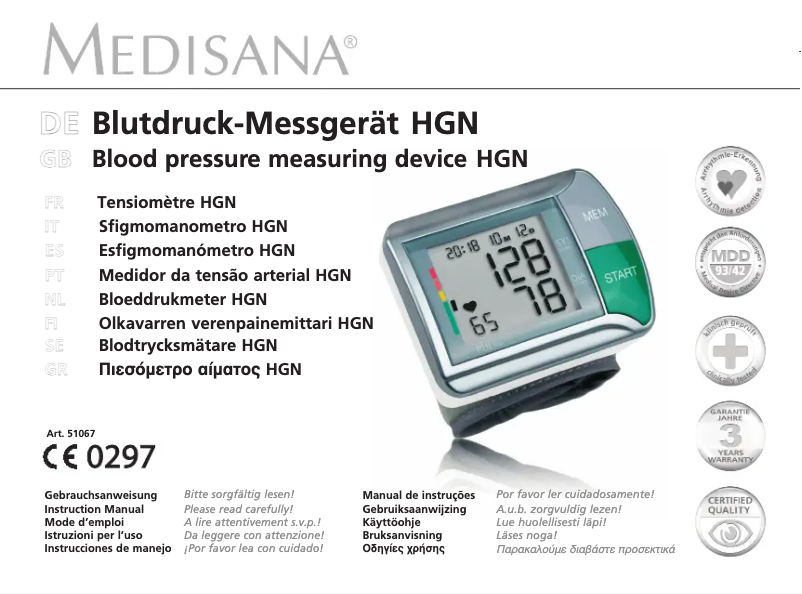 Página 1 del manual Manual de usuario Medisana HGN 51067