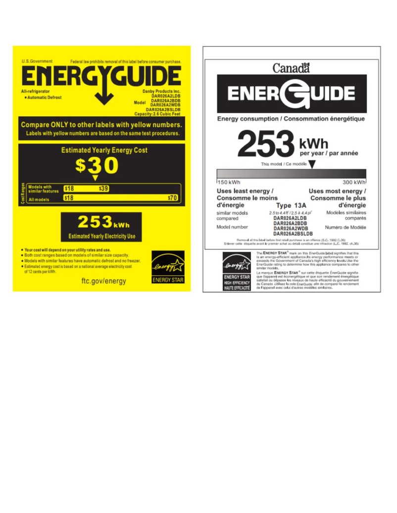 Página 1 del manual Etiqueta energética Danby DAR026A2WDB