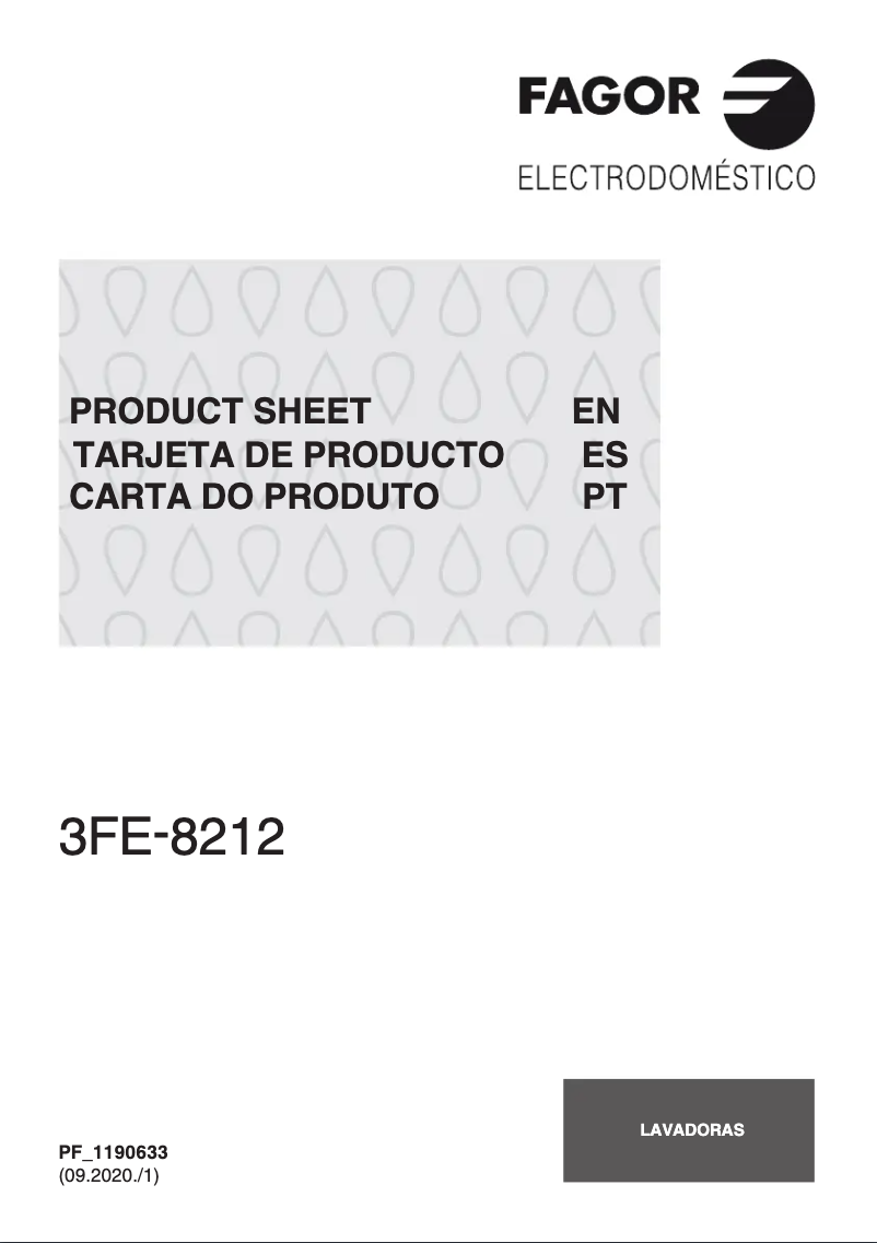 Página 1 del manual Ficha técnica Fagor 3FE-8212