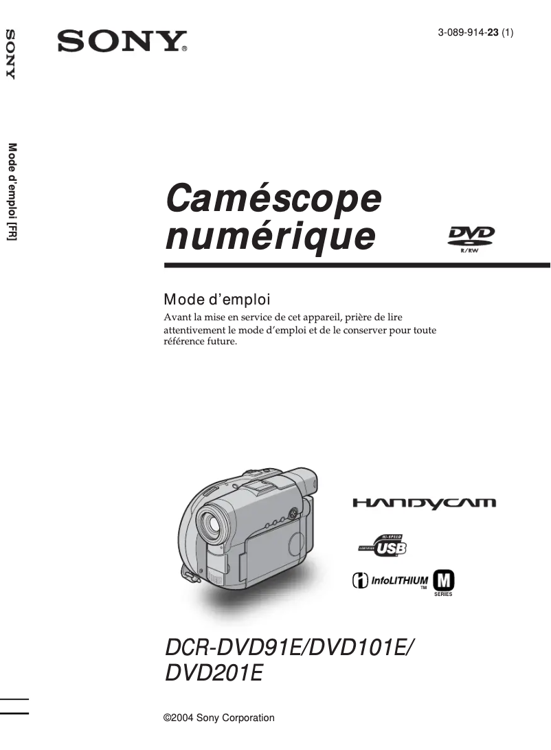 Imagen de la primera página del manual del dispositivo DCR-DVD91