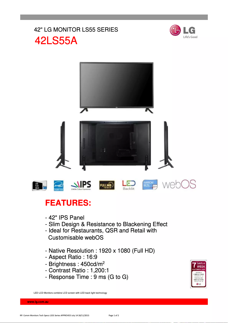 Imagen de la primera página del manual del dispositivo 42LS55A