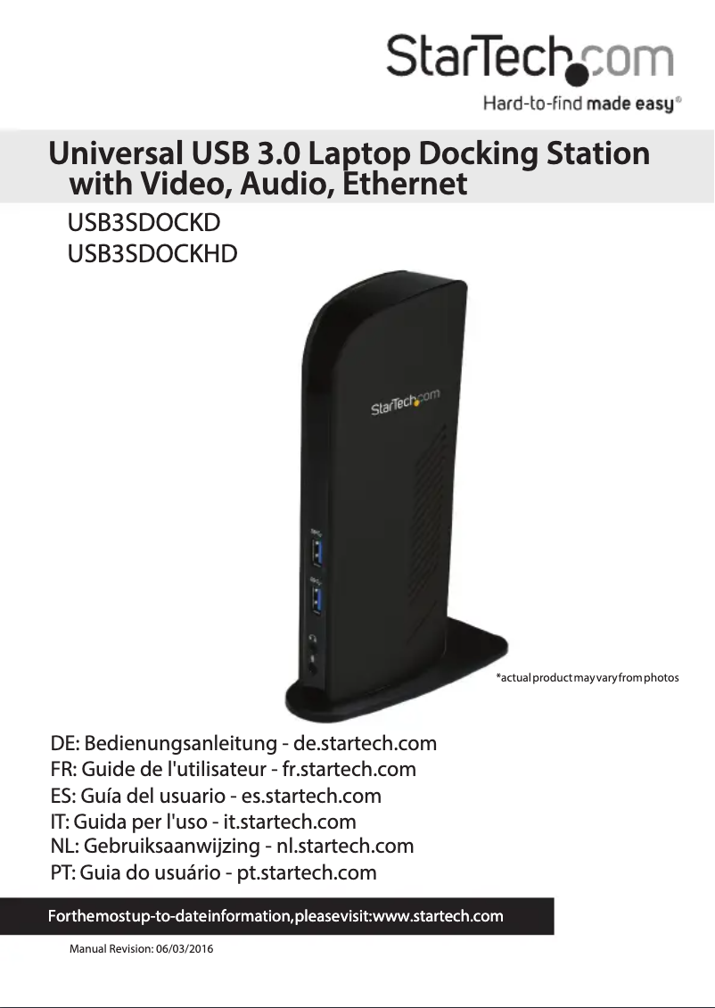Página 1 del manual Manual de usuario StarTech.com USB3SDOCKHD