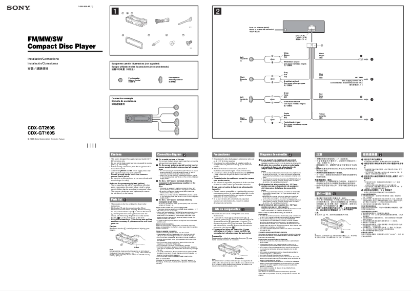 Imagen de la primera página del manual del dispositivo CDX-GT260S