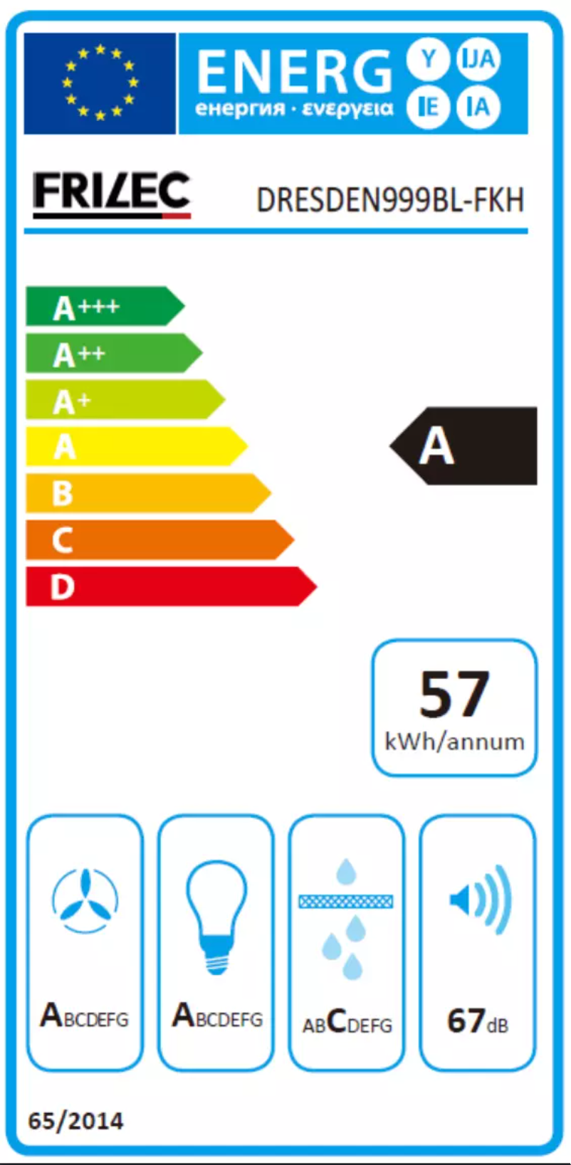 Página 1 del manual Etiqueta energética Frilec DRESDEN999BL-FKH