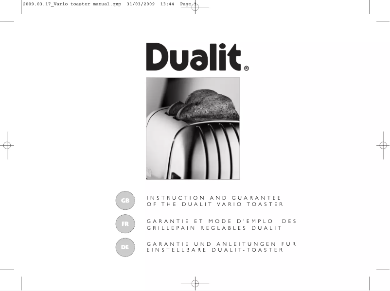 Página 1 del manual Manual de usuario Dualit 42245