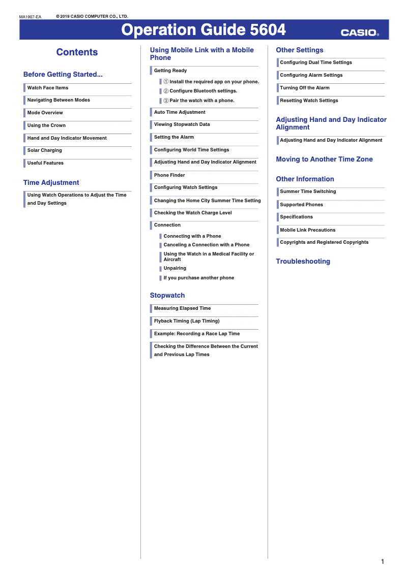Página nº 1 - Manual de usuario Casio Edifice EQB-1000HRS-1AER