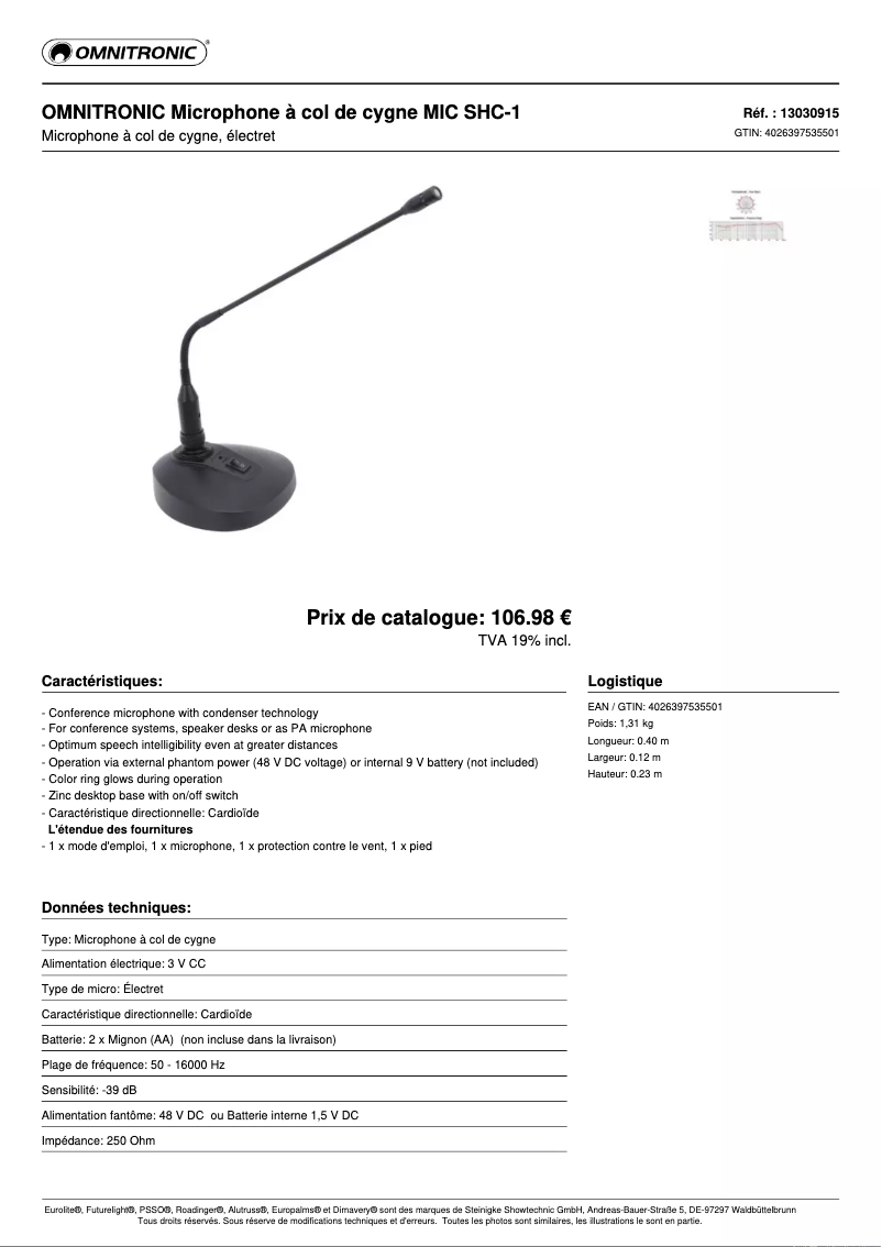 Página nº 1 - Ficha técnica Omnitronic SHC-1