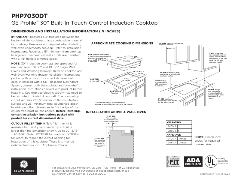 Imagen de la primera página del manual del dispositivo Profile PHP7030DTBB
