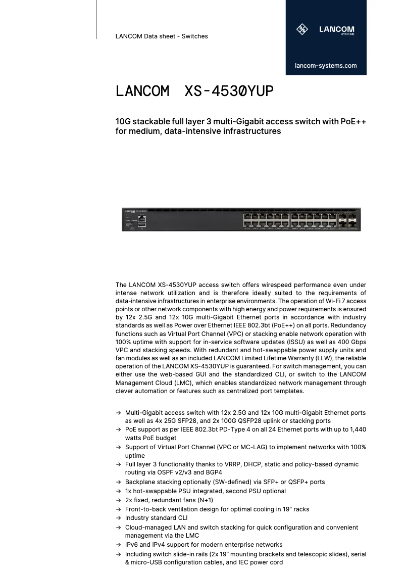 Imagen de la primera página del manual del dispositivo XS-4530YUP