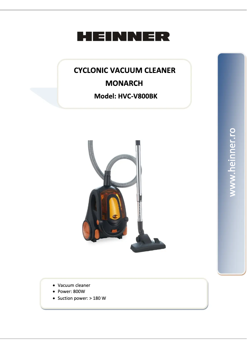 Página 1 del manual Manual de usuario Heinner HVC-V800BK