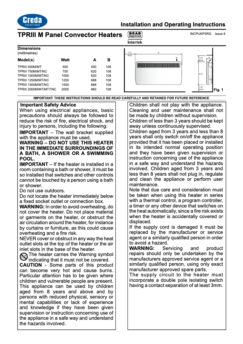 Imagen de la primera página del manual del dispositivo TPRIII 1500M
