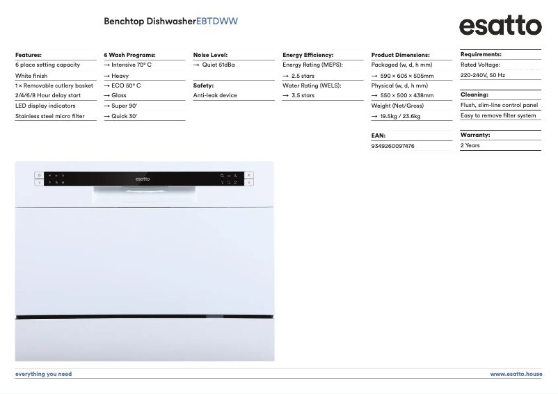 Imagen de la primera página del manual del dispositivo EBTDWW