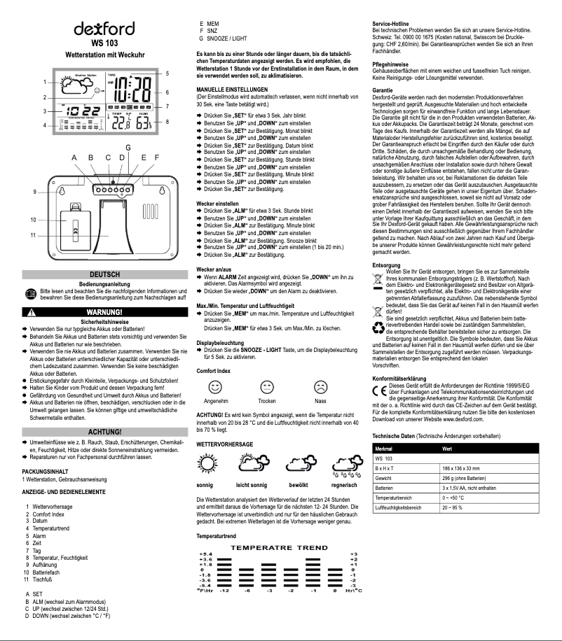 Imagen de la primera página del manual del dispositivo WS 103