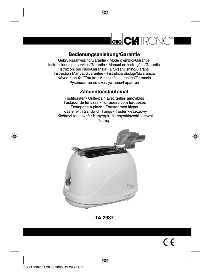 Imagen de la primera página del manual del dispositivo TA 2987