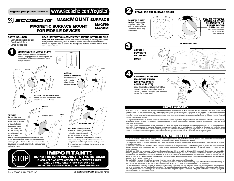 Página 1 del manual Manual de usuario Scosche magicMOUNT surface