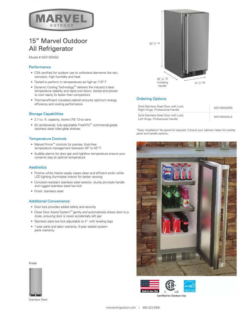 Página 1 del manual Manual de usuario Marvel Outdoor MO15RA2L