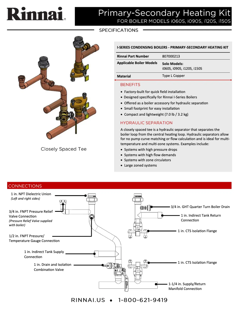 Página 1 del manual Ficha técnica Rinnai i120SN