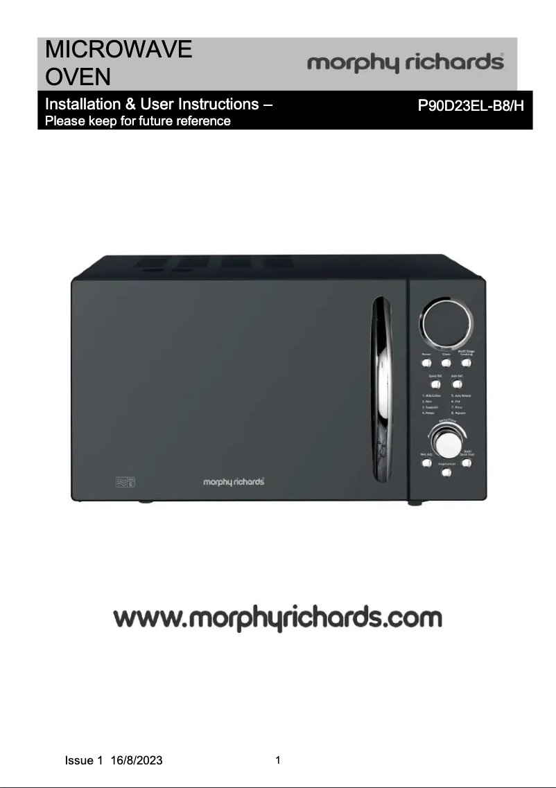 Imagen de la primera página del manual del dispositivo P90D23EL-B8/H