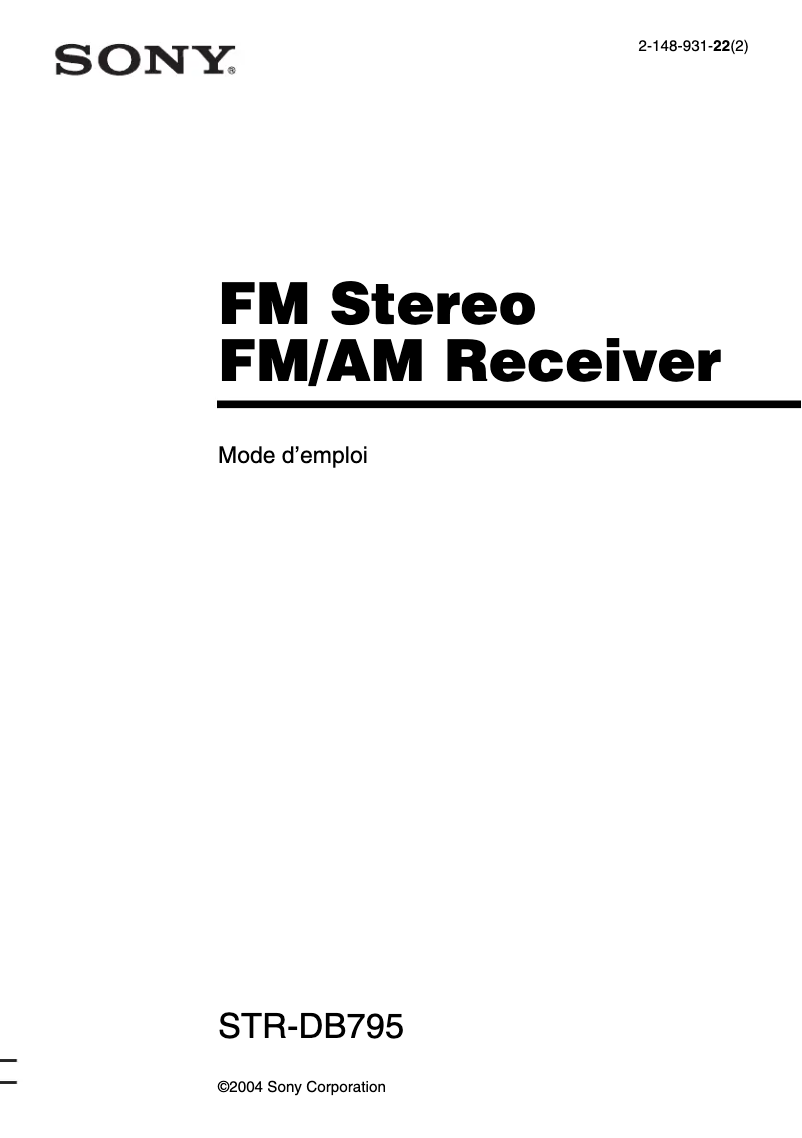 Página 1 del manual Manual de usuario Sony STR-DB795