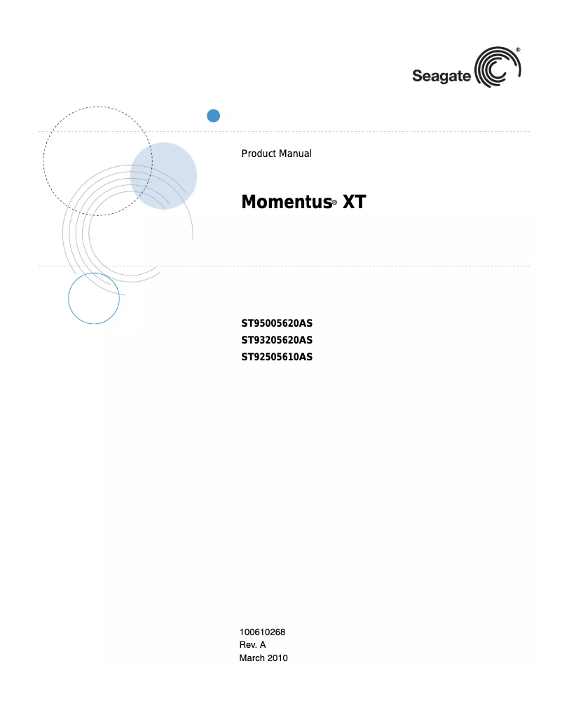 Imagen de la primera página del manual del dispositivo Momentus XT 320GB