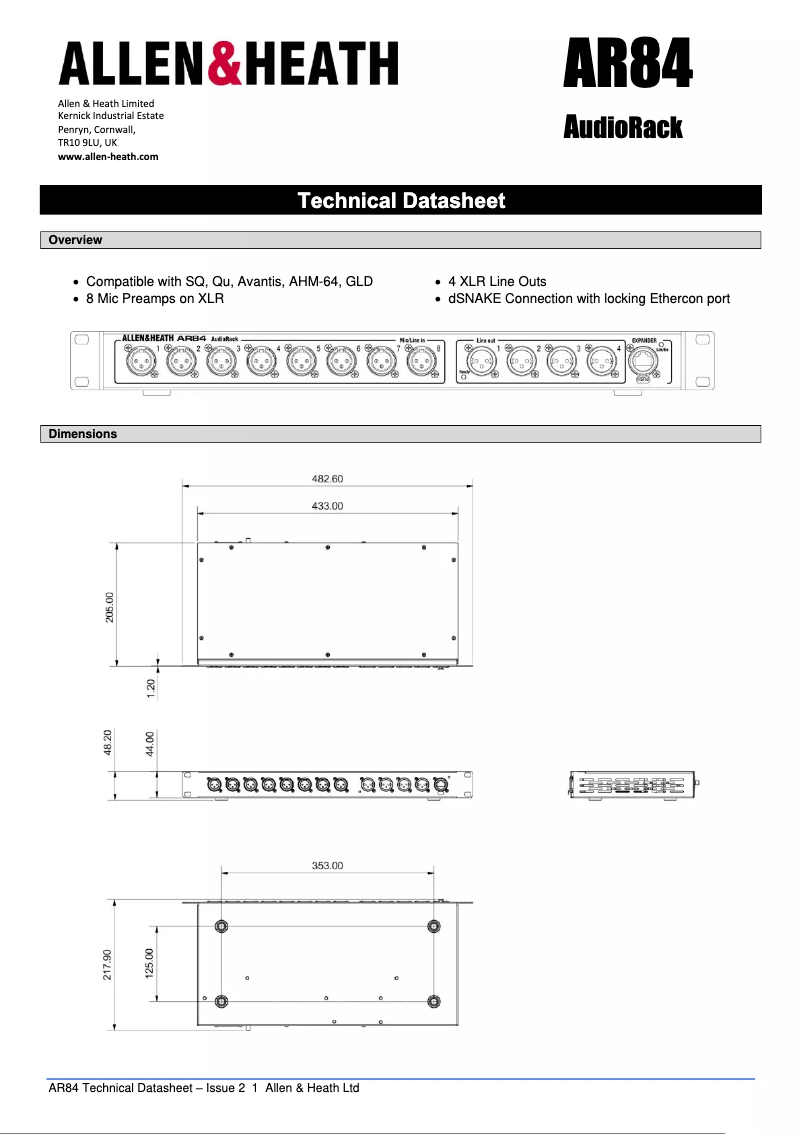 Imagen de la primera página del manual del dispositivo AR84