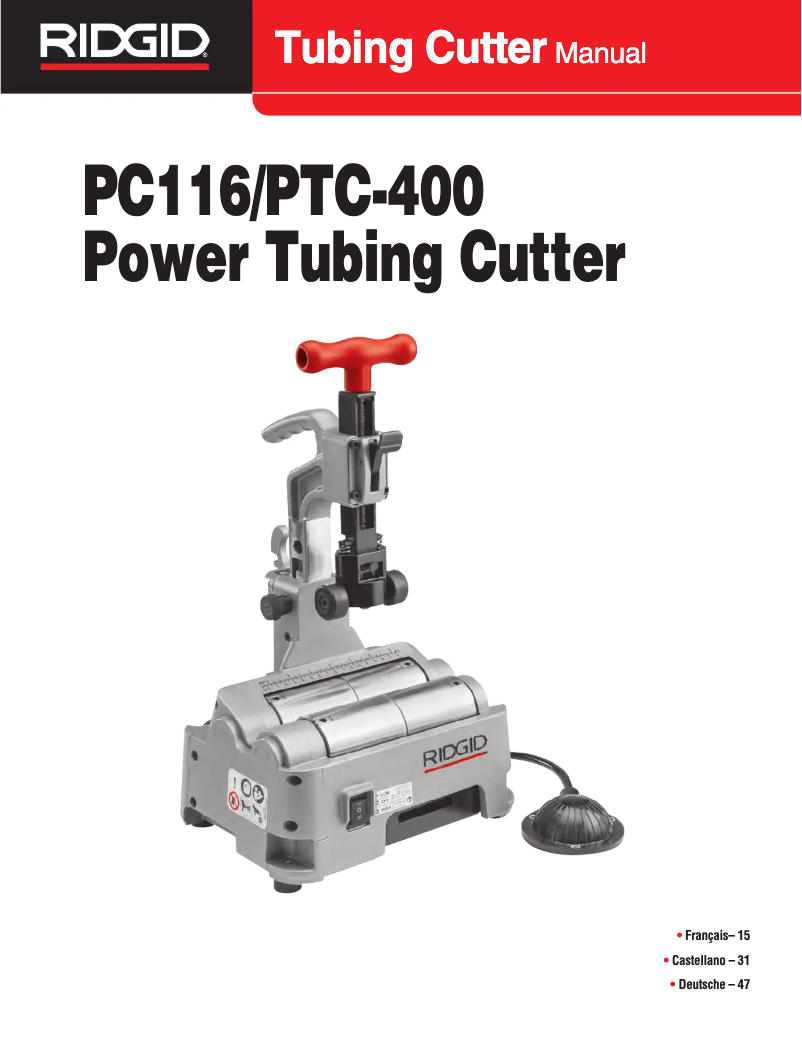 Página 1 del manual Manual de usuario Ridgid PTC-400