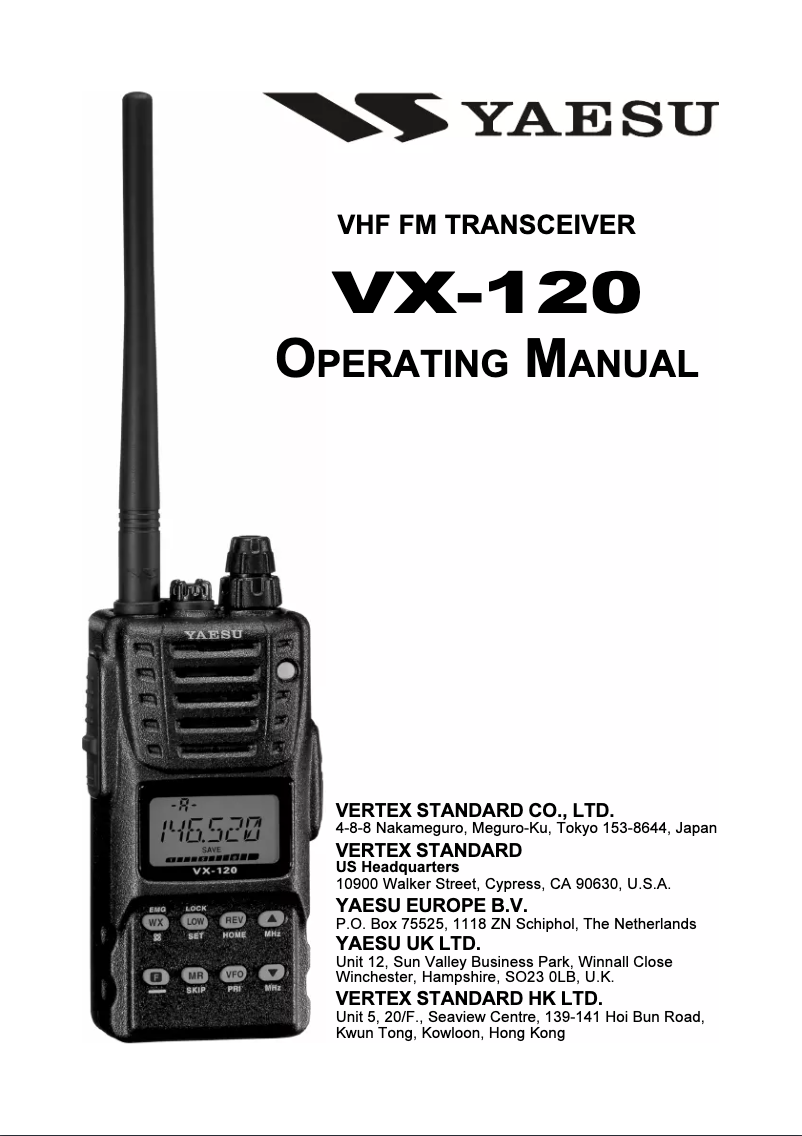 Página nº 1 - Manual de usuario Yaesu VX-120