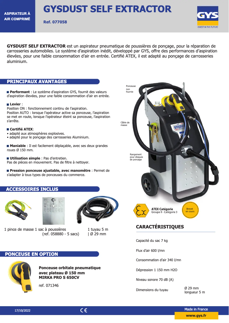 Imagen de la primera página del manual del dispositivo Gysdust Self Extractor