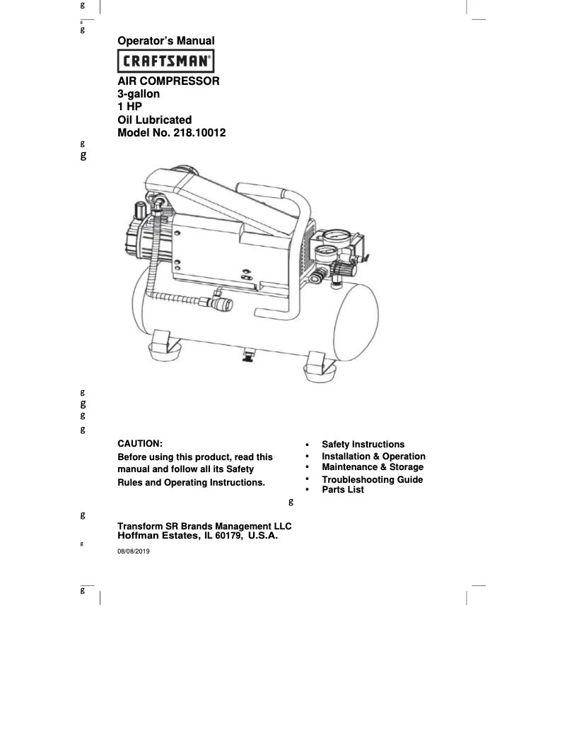Página 1 del manual Manual de usuario Craftsman 218.10012