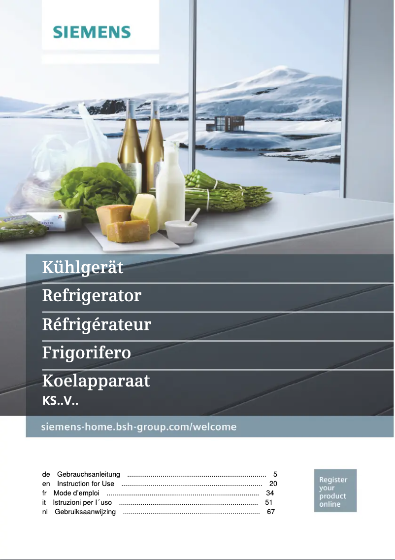 Página 1 del manual Manual de usuario Siemens KS36VVWEP