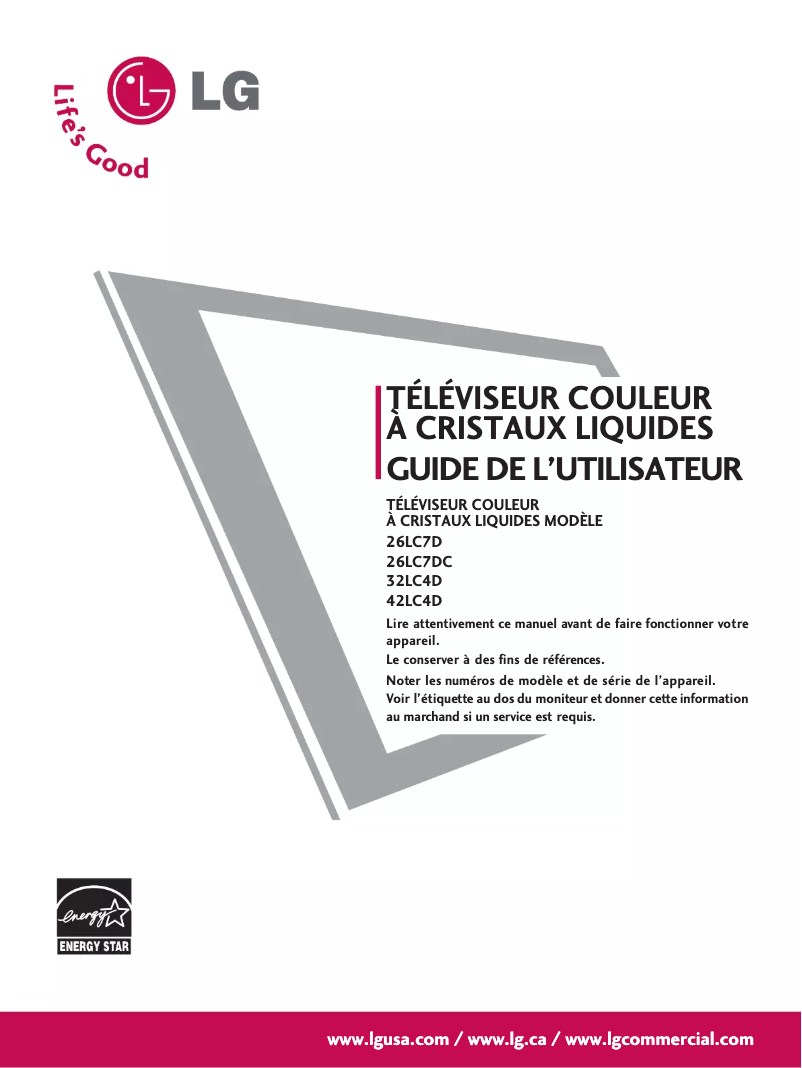 Imagen de la primera página del manual del dispositivo 26LC7D