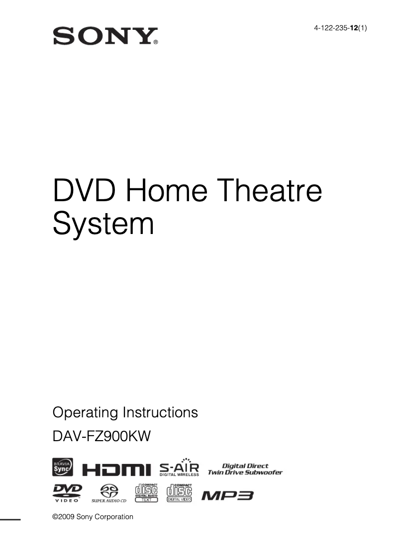 Página nº 1 - Manual de usuario Sony DAV-FZ900