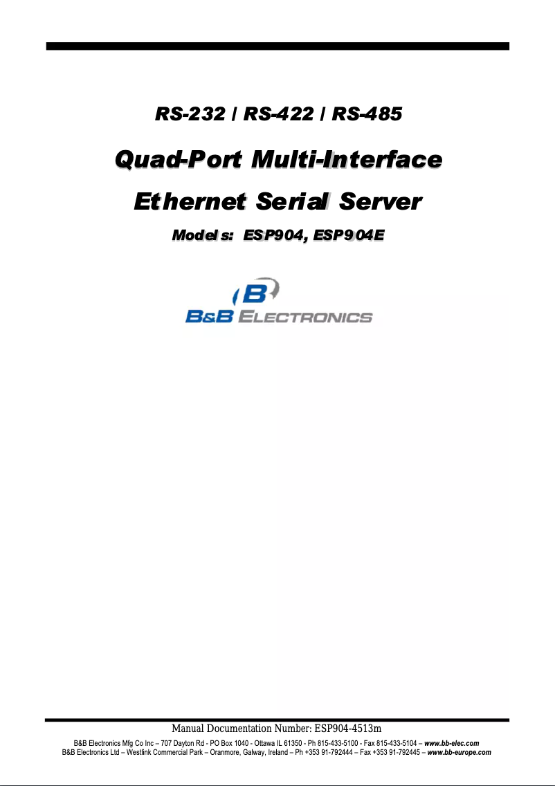 Imagen de la primera página del manual del dispositivo ESP904