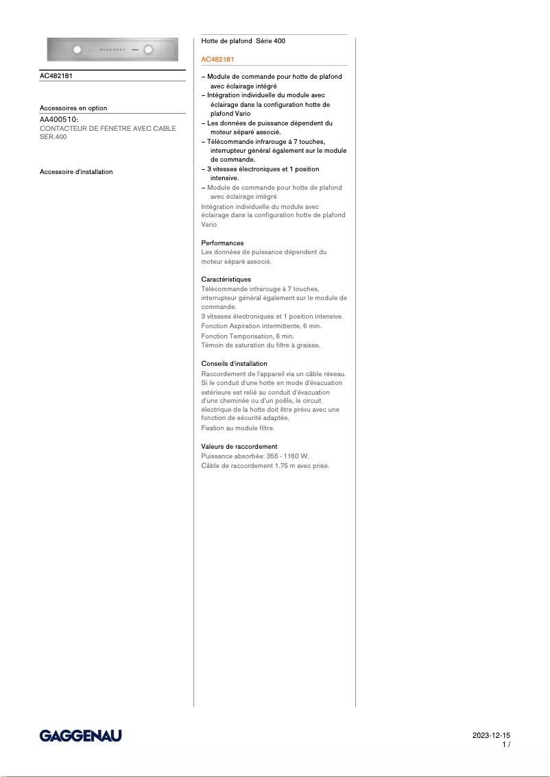 Imagen de la primera página del manual del dispositivo AC482181