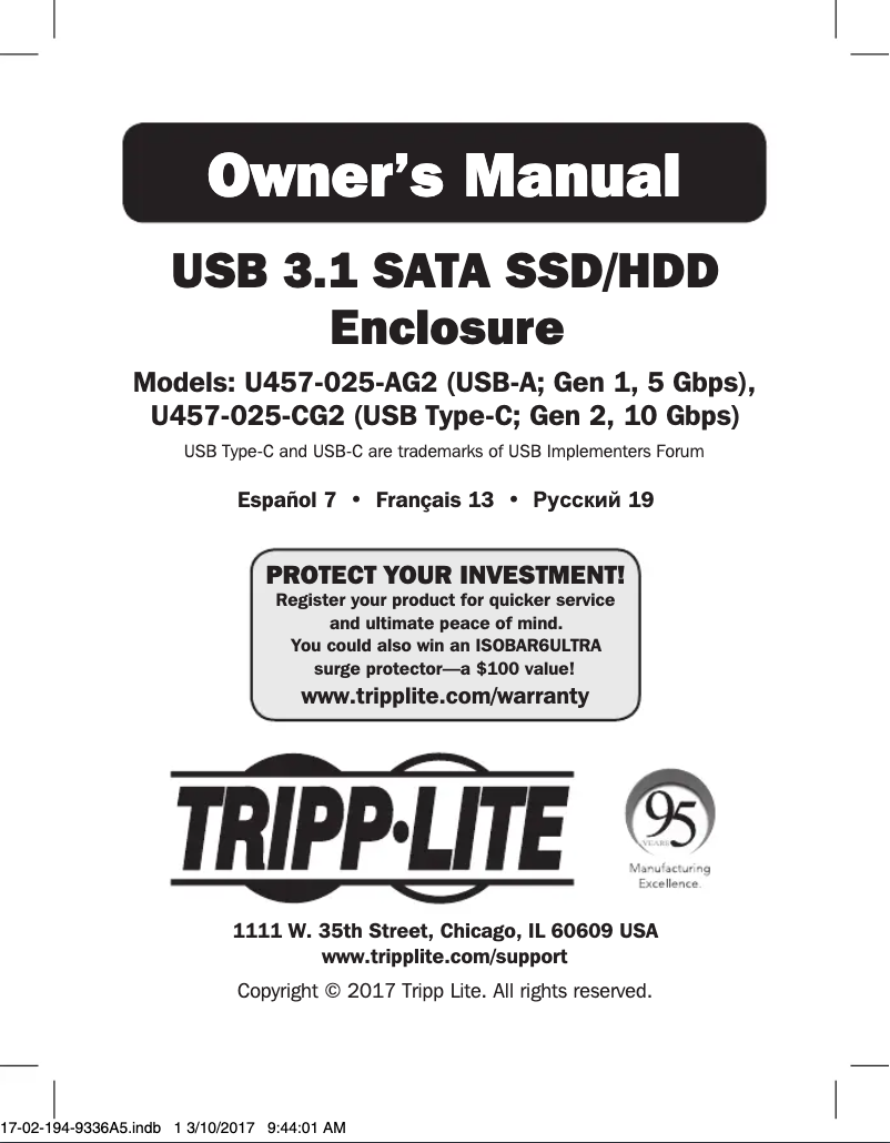 Página nº 1 - Manual de usuario Tripp Lite U457-025-AG2