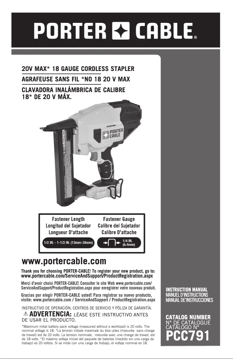 Imagen de la primera página del manual del dispositivo PCC791