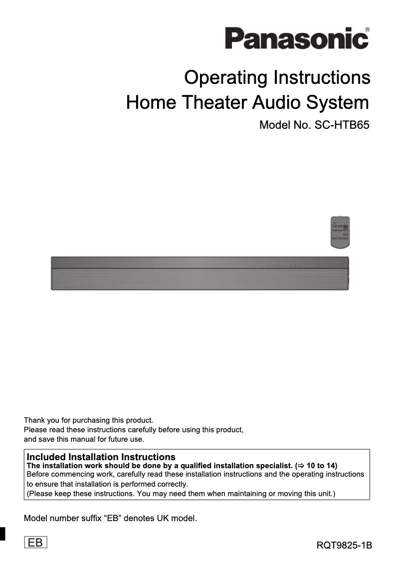 Imagen de la primera página del manual del dispositivo SC-HTB65
