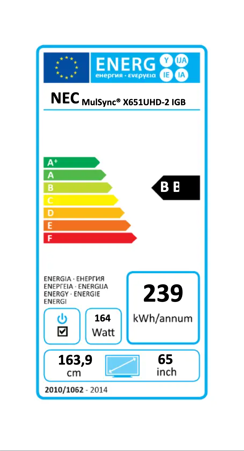 Página nº 1 - Etiqueta energética NEC InfinityBoard 65″