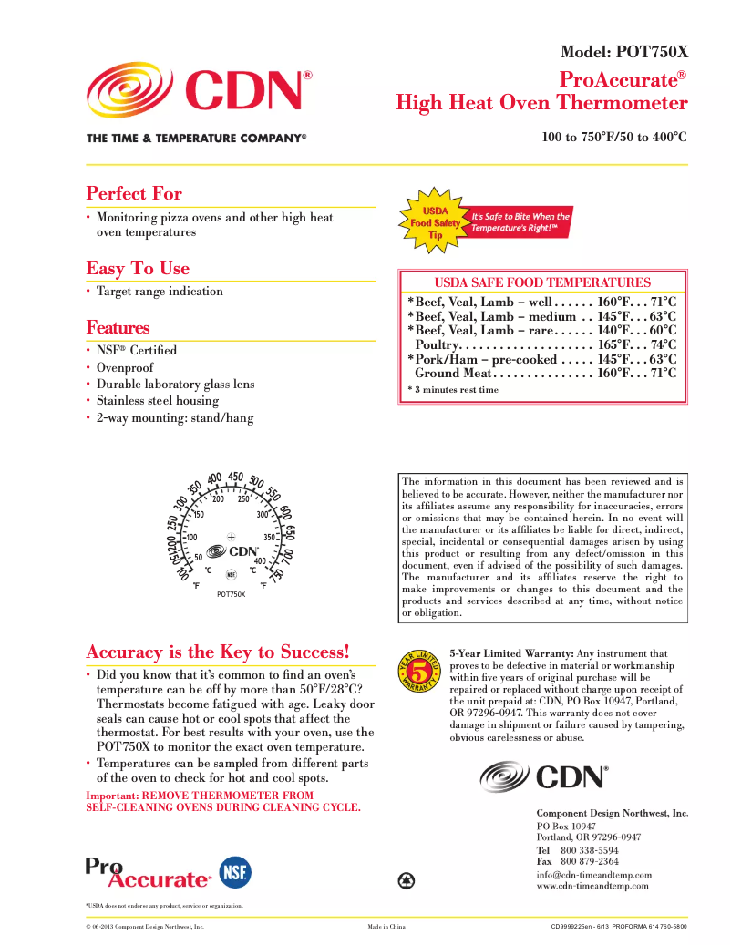 Imagen de la primera página del manual del dispositivo ProAccurate POT750X