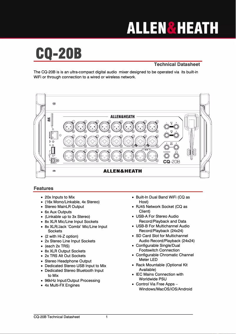 Imagen de la primera página del manual del dispositivo CQ-20B