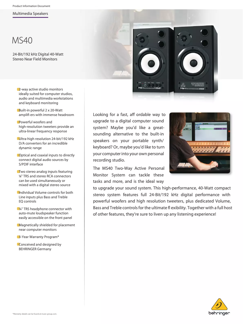 Imagen de la primera página del manual del dispositivo MS40