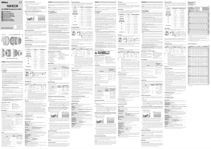 Imagen de la primera página del manual del dispositivo Nikkor AF-S 18-35mm f/3.5-4.5G ED