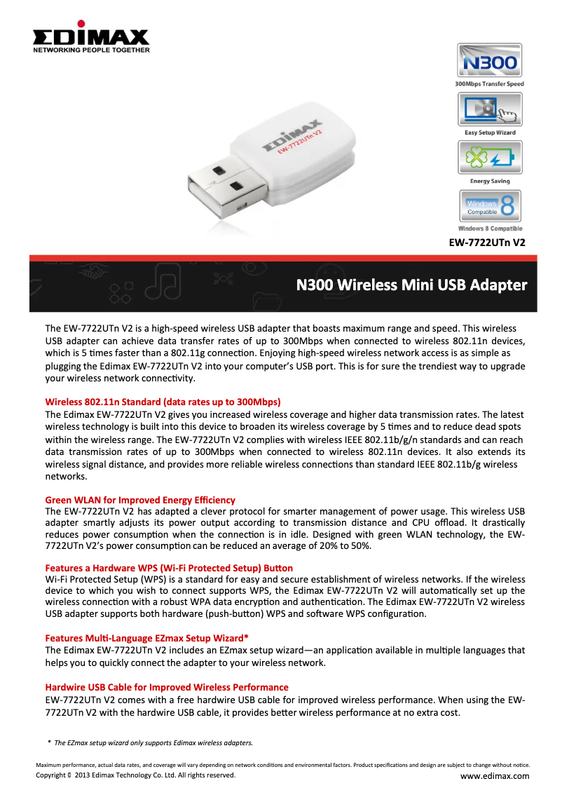 Página nº 1 - Ficha técnica Edimax EW-7722UTn V2
