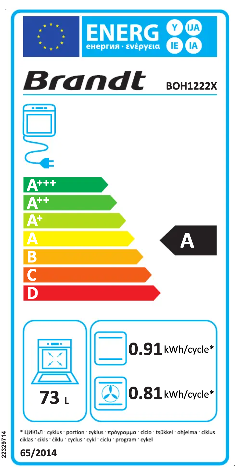 Imagen de la primera página del manual del dispositivo BOH1222X
