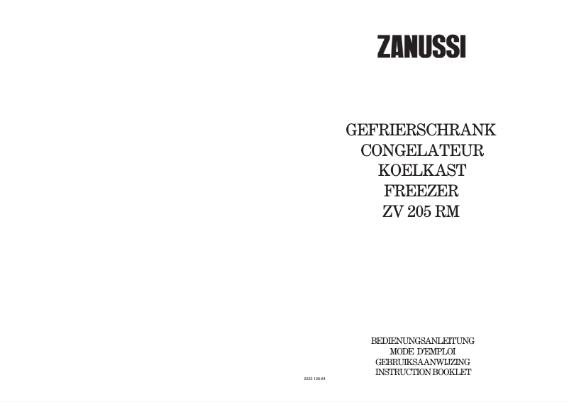 Página nº 1 - Manual de usuario Zanussi ZV 205 RM
