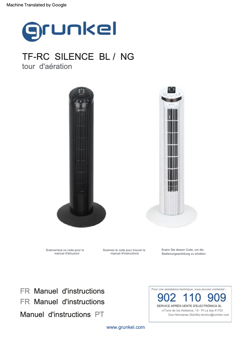 Imagen de la primera página del manual del dispositivo TF-RC Silence
