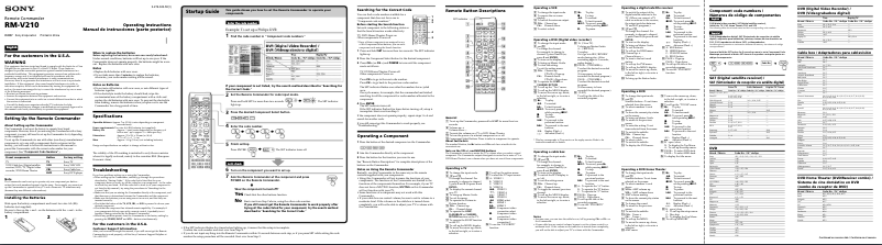Imagen de la primera página del manual del dispositivo RM-V210